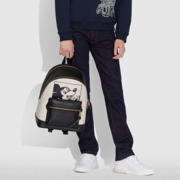 Coach Keith X Haring Disney Mickey Mouse Black ACVADEMY BACKPACK Leather Bag NEW main image 4